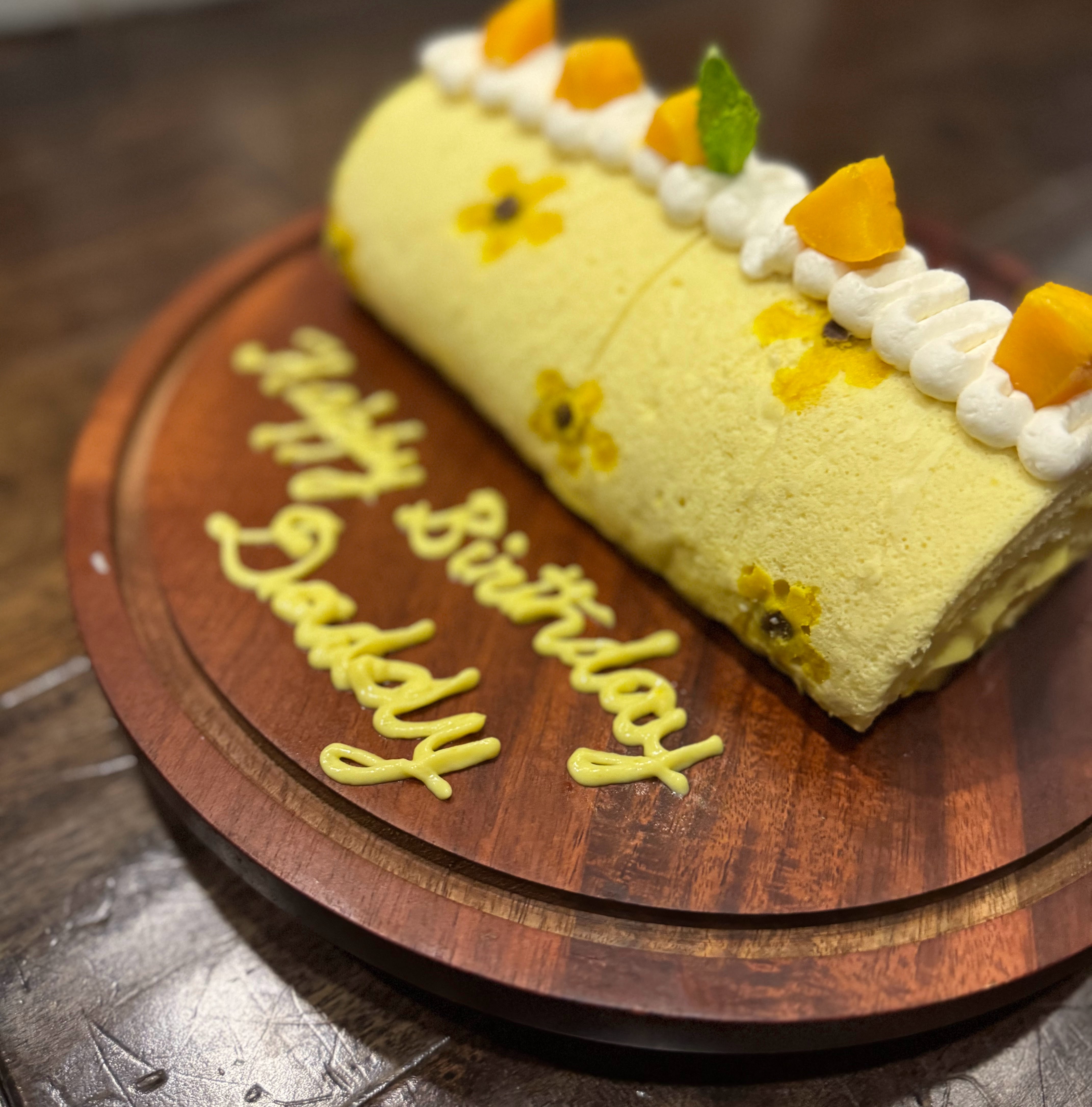 Premium log cake with artisan details